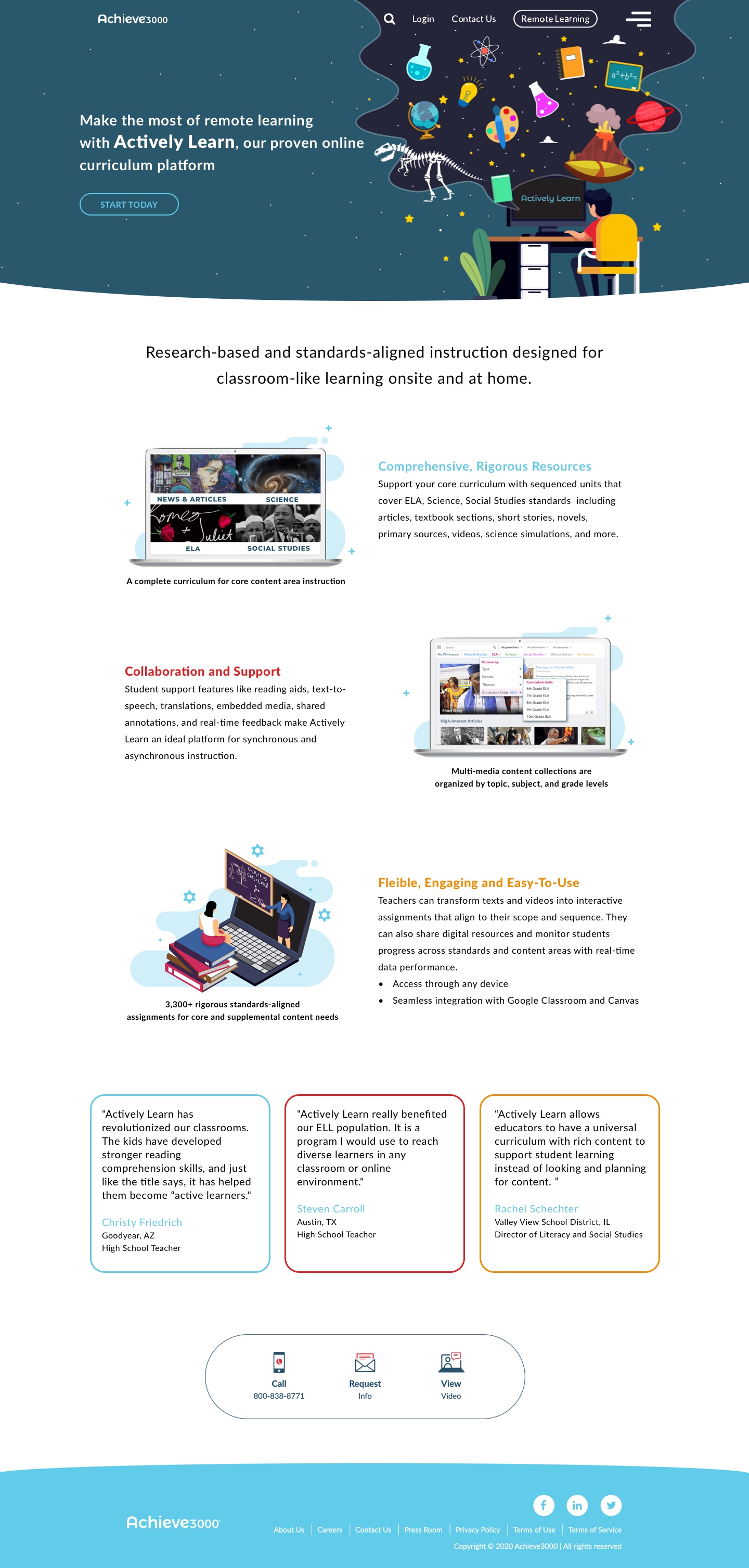 Achieve3000 website homepage