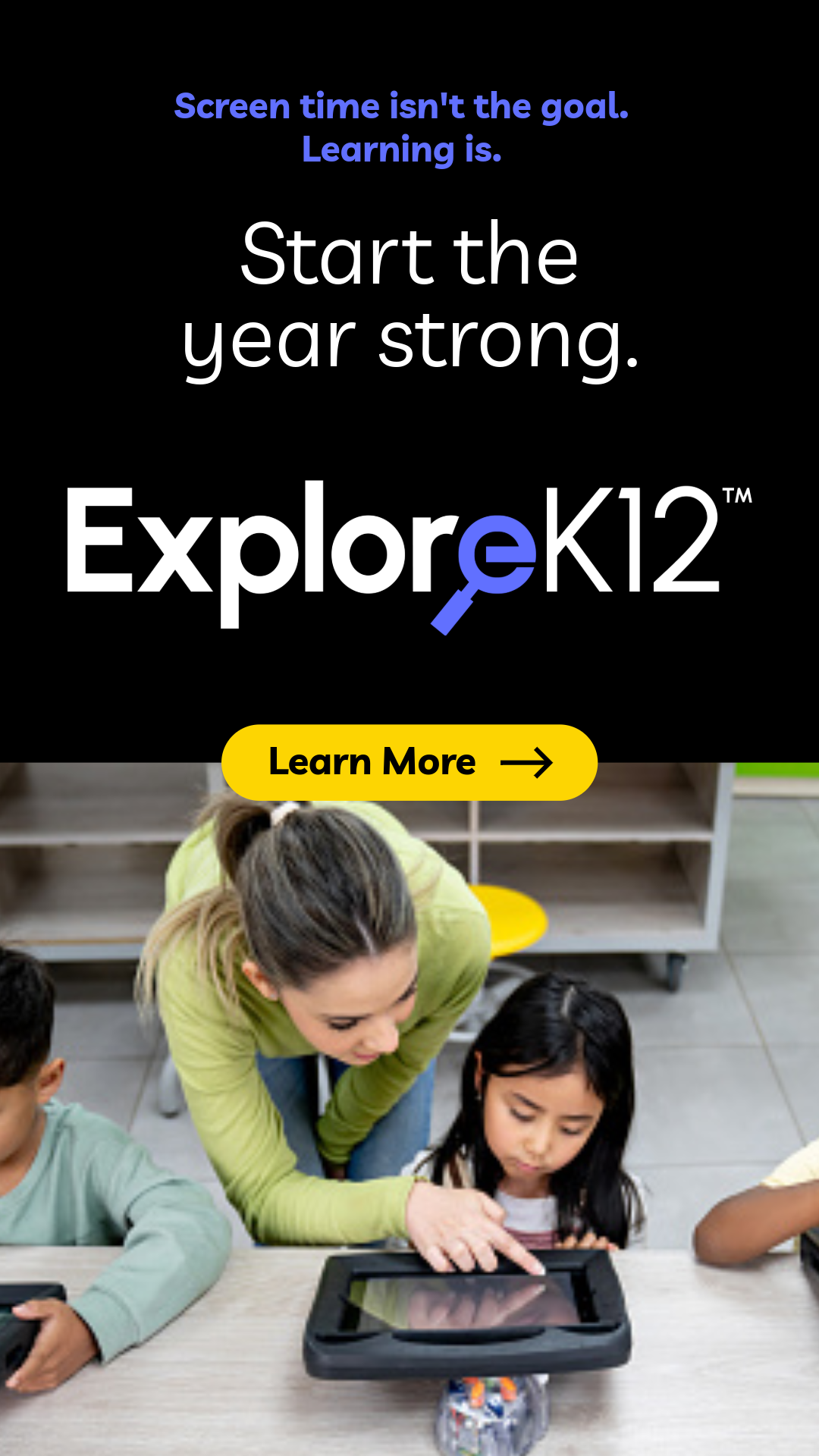 ExploreK12 ad — Start the year strong, portrait format
