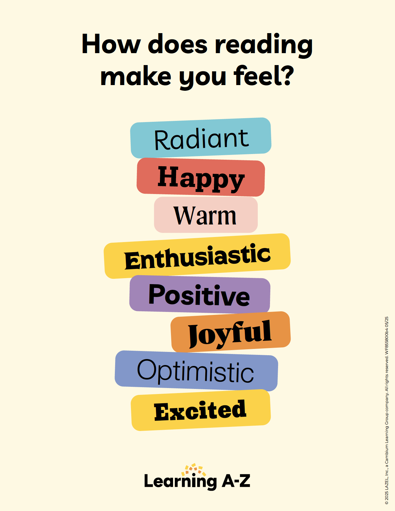 Learning A-Z poster — How does reading make you feel?