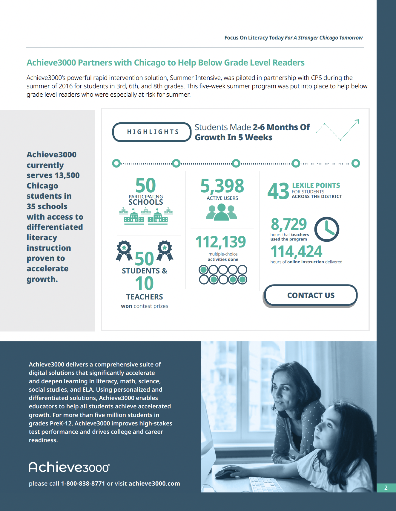 Achieve3000 Partners with Chicago to Help Below Grade Level Readers infographic